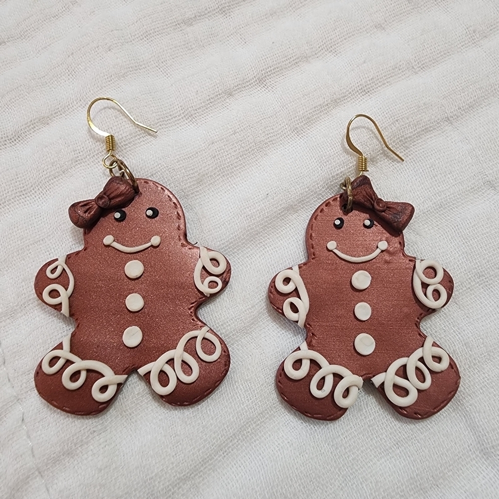 Handmade Clay Gingerbread Girl Earrings